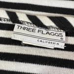 Vintage Three Flaggs Womens Knit T Shirt Top Short Sleeve Pullover Striped Large Black Photo 5