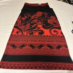 Susan Graver  Red‎ And Black Elastic Waste Pull On Small Petite Long Skirt. Photo 0