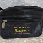 VINTAGE Leather Europac Body Bag‎ Fanny Pack 80s Black Photo 0