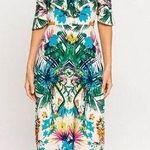 Flying Tomato Jumpsuit Green Multi Cold Shoulder Tropical Print Size Small Photo 1