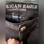 American Eagle Super Stretch Jean Sz 8 Distressed Black Soft Denim Mid Rise EUC Photo 2