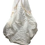 Mon Cheri Vintage White Brown Beaded Pearl Bow Sleeve Detail Satin Ballgown Wedd Photo 2