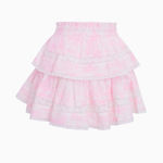 Love Shack Fancy  Pink Toile Print Ruffle Mini Skirt Photo 0