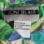 Vintage 90s Green Tropical Floral Crinkle Rayon Dress 22W Button Front Tie Back Photo 7