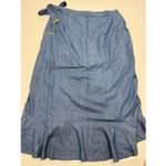 Michael Kors  Chambray ruffle lightweight denim faux wrap skirt size Large NWOT Photo 7
