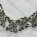 Ornate Silver Tone Flower Chain Belt Double Hook Decorative One Size ✨ Photo 11