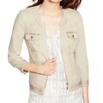White House | Black Market Linen Blend Tan Full Zip Rose Gold Jacket Size 0 WHBM Photo 1