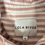 Lola River Striped Button Short Sleeve Shirt White Tan Coastal Rich Women Size S Brown Photo 2