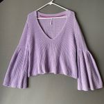 Free People ‎ sz S purple knit bell sleeve 100% cotton sweater NWOT Photo 2