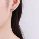 Zales 925 Silver 1.0CT 6.5MM Moissanite Hoop Huggie Earrings Gold Plated for Women Photo 2