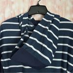 Chaser Navy Blue Striped Mixed Media Blouson Sleeve Pullover Hoodie Photo 8