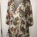 Band of Gypsies floral romper small v neck ruffle sheer back & sleeves pockets Photo 10