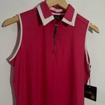 NWT Belyn Key Bk Birdie Sleeveless Polo Golf Tank Melon Pink Size Small Photo 2