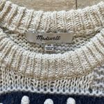 Madewell  Women's Beige Blue Striped Cable Bobble Pullover Sweater‎ XS Photo 1
