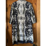 Soft Surroundings  Nave Linen Blend Midi Shirt Dress Bead embellished Navy Blue M Photo 5