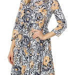 Lilly Pulitzer  Geanna Dress Sz L Floral Tiger Swing 3/4 Sleeve Tiered Jersey Photo 0