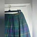 Pendleton Vintage.  Petite Virgin Wool Green Plaid Pencil Skirt. Leather Strap. Photo 8
