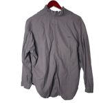 A Shirt Thing Dark Grayish Green Long Sleeve Shirt with Ruffle Collar Sz M Gray Size M Photo 4