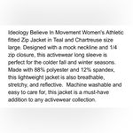 Ideology / Women's Athletic Zip Jacket / Teal - Chartreuse / size small Photo 8