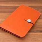 Orange Pebbled Leather Wallet Organizer Photo 2