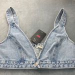 Levi's NWT  Women's Joli Denim Bralette  Cropped Top Smocked Back Size Large Photo 0