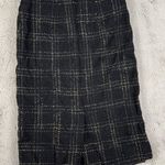 Alberta Ferretti Tweed Skirt Plaid Wool Blend Career Pencil Black Sz 8 Designer Photo 0