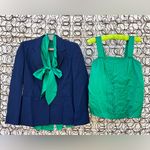 Vintage 80s Mary Kay Navy Blue Green Blazer Slinky Blouse and Tank Set 2P Photo 1