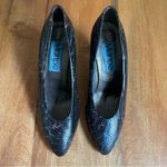 Maripé Vintage 80s Leather Snakeskin Maripe Heels Pumps Black Blue Purple 7.5 38.5 Photo 1