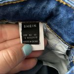 SheIn Jean Shorts High Waisted Medium Wash Frayed Cuffed casual neutral Photo 4