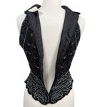 Adrianna Papell Boutique Evening Black Silk Beaded Halter Top Vintage M Size M Photo 5