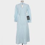 Tuckernuck Sea Stripe Catherine Maxi Dress Slate Blue Medium Belted Long Sleeve Photo 6
