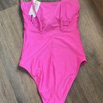 Shade & Shore  Women’s Pink High Cheeky One Piece Swimsuit Small 4-6 NWT Photo 4