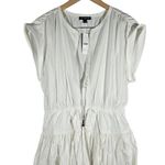 J.Crew  White Tiered Drop-waist Midi Dress Elastic Waist Drawstring Zip Front L Photo 4