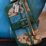 Coach  Signature Suede Stripe Wristlet Zipper Pouch, Y2K Photo 0