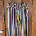 Soft Surroundings  Palisades Wide Leg Rainbow Stripe Belted Flowy Pants Sz M Photo 2