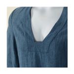 ZARA 70s Chambray Bell Sleeve Tunic Dress Medium U-Neck Shirt Dress Photo 9