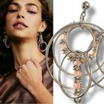 Free People Racer Moonstone Beaded Hoops in Blush Pink Silver 70s 80s Retro NWT Photo 9