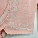 Vintage Eve Tyler Pink Pearl Beaded Sweater Cardigan Button Up Size Large Photo 9