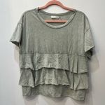 Mustard Seed sage Mineral Washed Babydoll Short Sleeve Tiered Knit Tee s… Photo 1