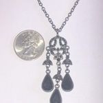 Elegant Gunmetal Dark Metal Boho Teardrop Pendant Necklace Black Photo 4