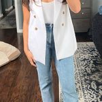 Banana Republic White Sleeveless Blazer Vest Photo 11