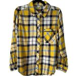 Aerie NWT  Yellow Blue Plaid Oversized Flannel Button Front Shirt Women’s Size XS Photo 0