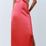 ZARA  Satin Effect Hot Pink Cutout Midi Dress Photo 0