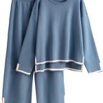 2 Piece Long Sleeve Knit Sweater Lounge Set Blue Size XS Photo 0