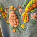 Vintage 70s CariKnits Belted Sweater Crewel Needlework M L Blue Size M Photo 6