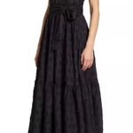 Elie Tahari Simone Textured Eyelet V-Neck Midi Dress Photo 1