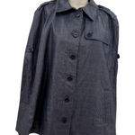 Brooks Brothers Brooks‎ Brothers Cape Jacket Coated Plaid Check Print Linen Blue Size Large Photo 0