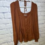 Reformation Shirt Womens Small Rust Peasant Puff Sleeve Off Shoulder Crop Boho Photo 5