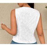 SheIn NEW Womens White Eyelet Embroidered Sleeveless Vest Tank Top Shirt Size 1XL Photo 3