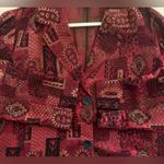 Chico's Vintage 80's Blazer Silk Duster Fashion Trench Red Metallic Print Size 2 Photo 8